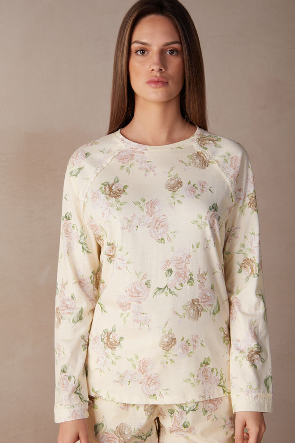 Scent of Roses Long Sleeve Cotton T-shirt