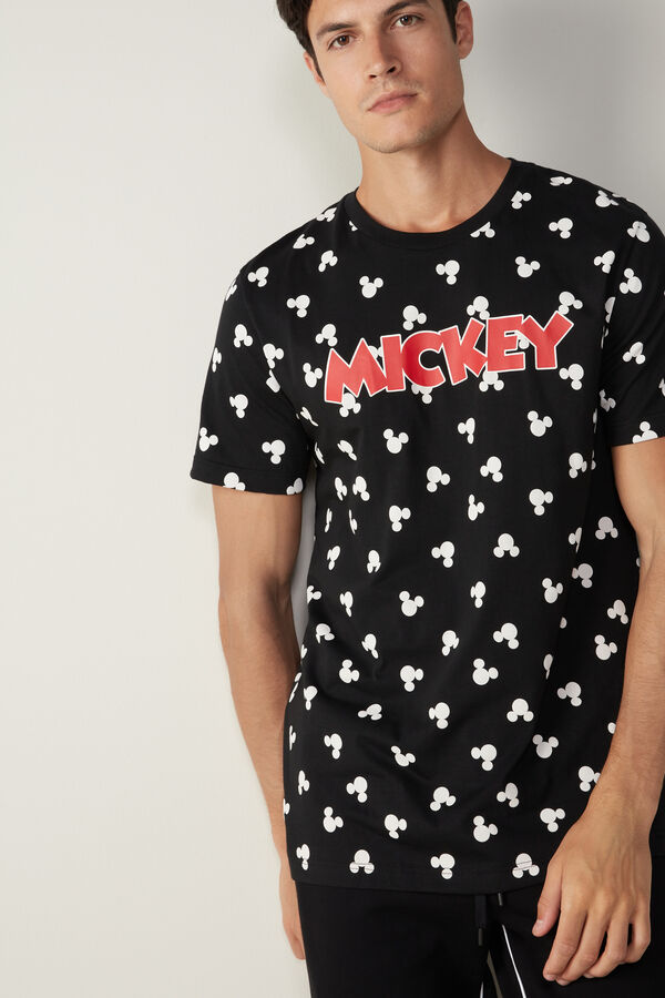 Mickey Faces Print T-shirt in Cotton