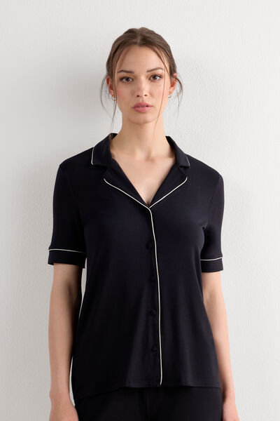 Maglia Manica Corta Aperta Davanti in Modal
