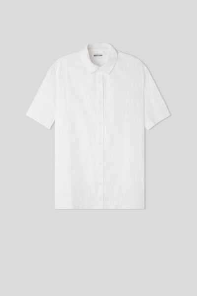 Košile s Krátkým Rukávem ze Lnu a Bavlny