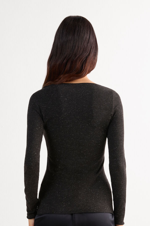Light Modal with Lamé Cashmere Round-Neck Top