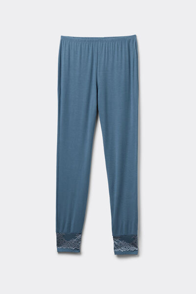 Pretty Flowers Full-Length Modal Trousers with Cuffs