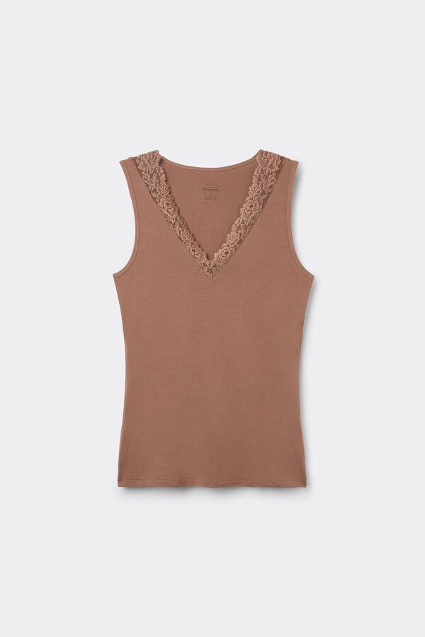 Pretty Flower Modal and Lace Vest Top