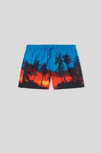 Costume Boxer Mare Bambino Macro Stampa Palme