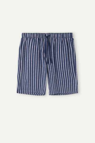 Shorts in Striped Plain Weave Cotton