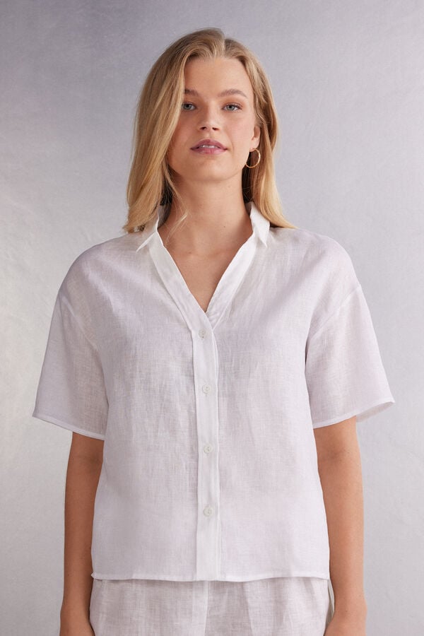 Short Sleeve Linen Cloth Shirt
