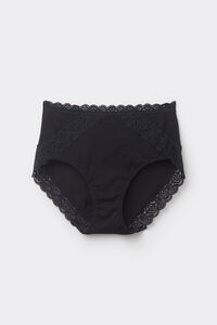 Semi-High Rise Cotton and Lace Knickers