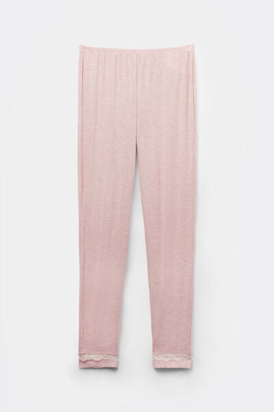 Lange Hose aus Modal mit Details aus Spitze