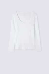 Long-sleeve micromodal scoop neck top