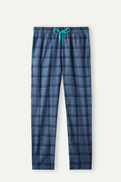 Checked Plain-Weave Cotton Full-Length Trousers