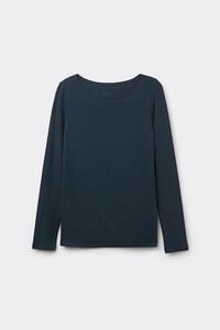 Long-Sleeved Boat-Neck Micromodal Top