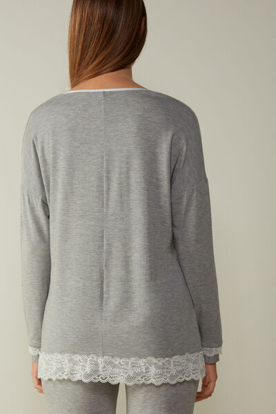 Long-Sleeve Round-Neck Modal Top