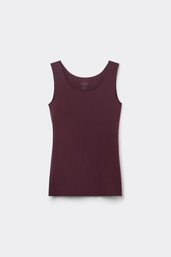 Raw Edge Round Neck Cotton Tank Top