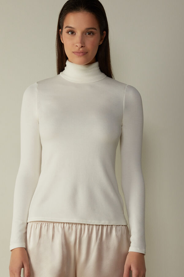 Turtleneck Top in Plush Modal with Cashmere | Intimissimi