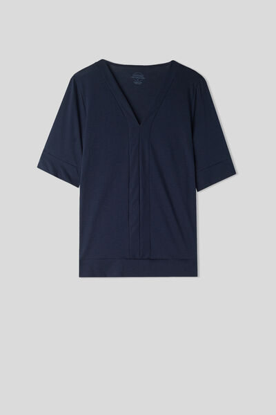 Κοντομάνικη Μπλούζα με V Λαιμόκοψη από Βαμβάκι Supima® Ultrafresh