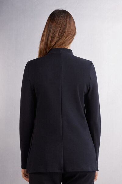 Long-Sleeved Cotton Interlock Cardigan