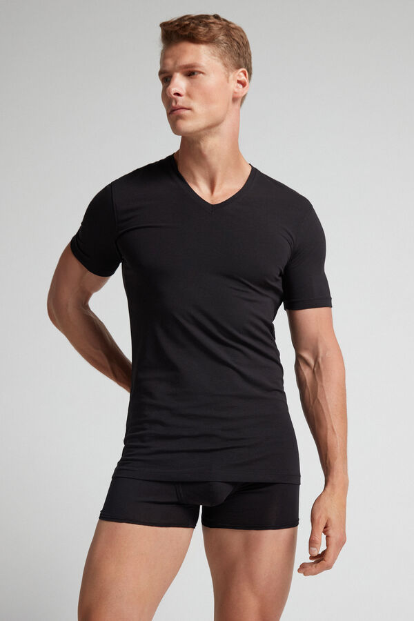 Stretch Supima® Cotton T-Shirt with V Neck