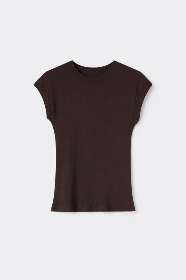 Short-Sleeved Ribbed Superior Cotton Top