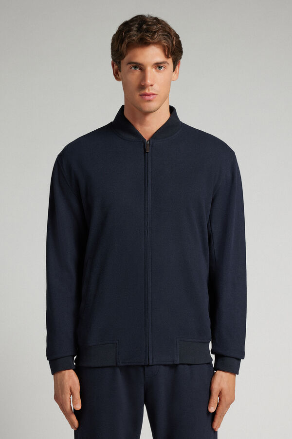 Cloth Effect Fabric Bomber Jacket with Zip