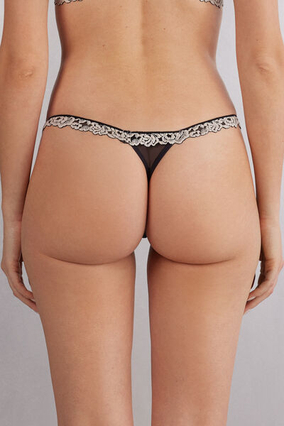 Pretty Flowers Thong with Side Straps