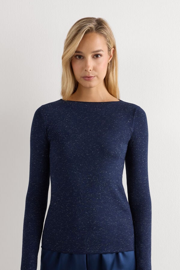 Maglia Girocollo in Modal Light con Cashmere Lamè