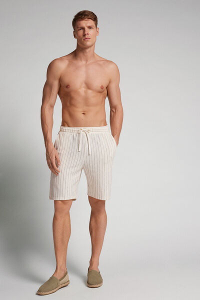 Pantalone Corto in Felpa a Righe Verticali