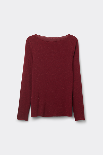 Light Modal with Lamé Cashmere Round-Neck Top
