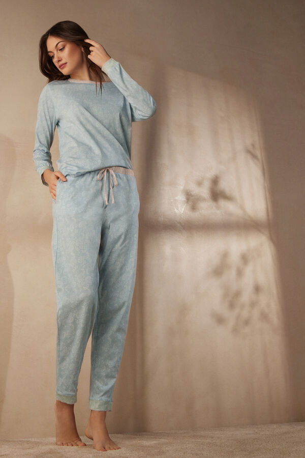 Romantic Cashmere Full-Length Cotton Trousers