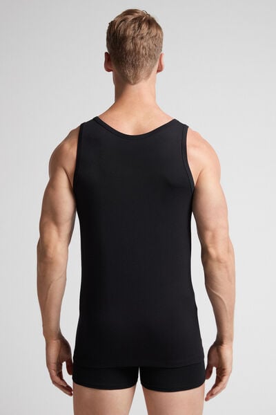 Round-Neck Vest Top in Stretch Superior Cotton