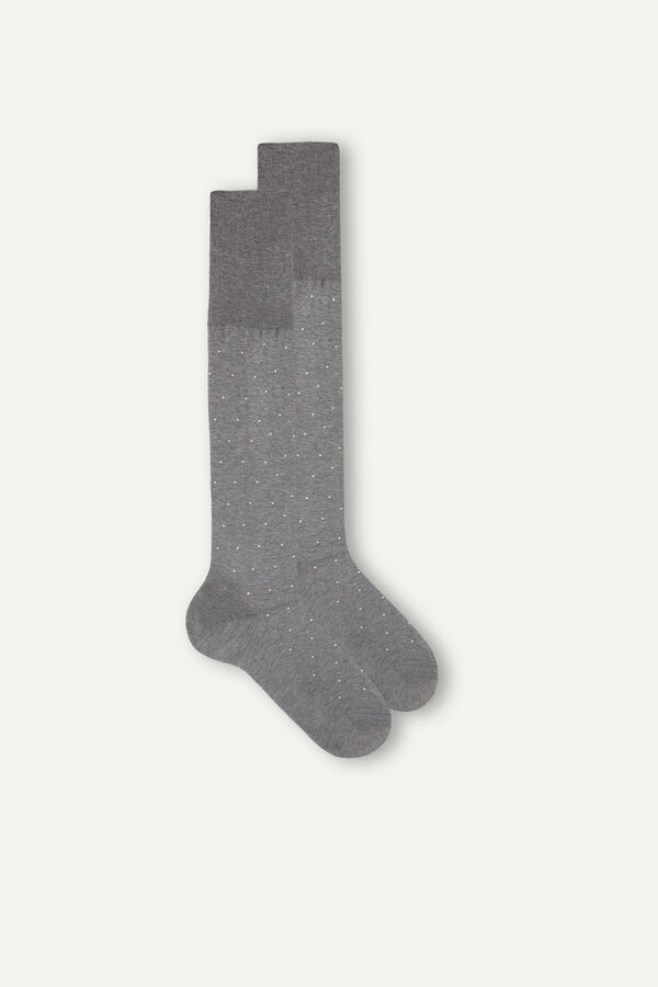 Men’s Long Socks in Patterned Lisle Cotton