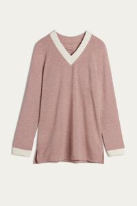 Top in Modal and Cashmere Plush with Matelasse Insets