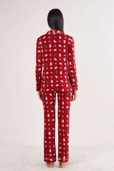 Button-Up Modal Pyjamas with Polar Christmas Print