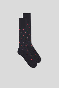 Long Patterned Lisle Cotton Socks