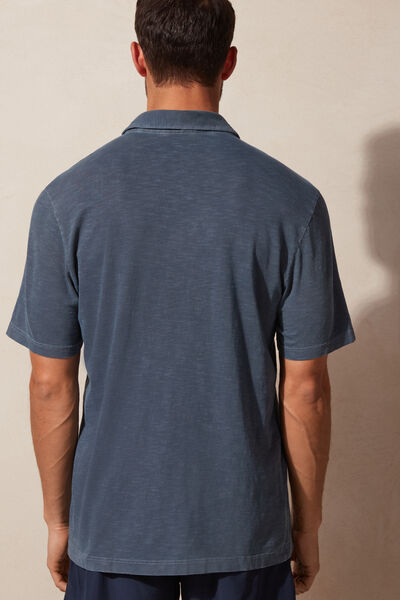 Kurzärmeliges Polohemd Washed Collection aus geflammter Baumwolle