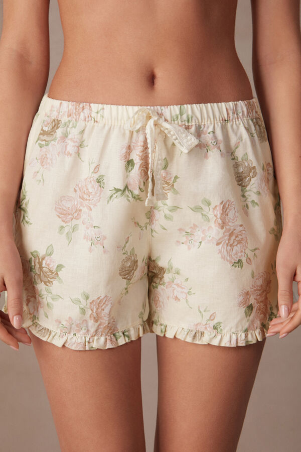 Scent of Roses Plain-Weave Cotton Shorts