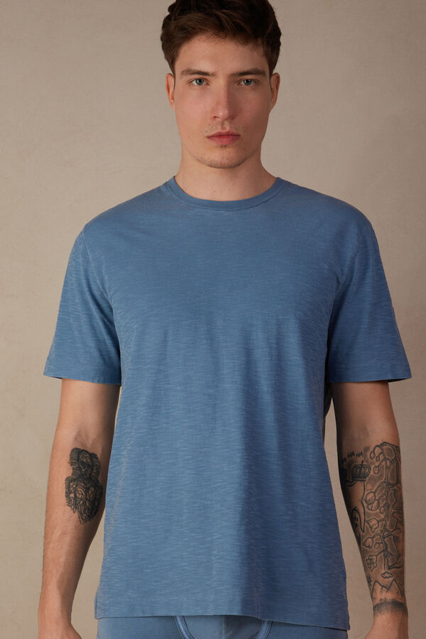 T-shirt Washed Collection in Jersey di Cotone Fiammato