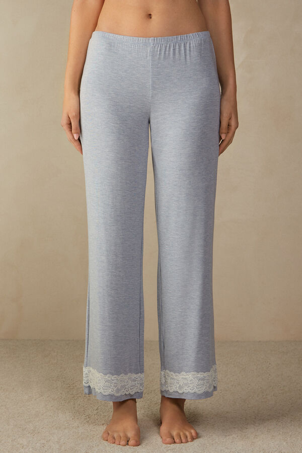 Lace Trim Full Length Pants in Modal