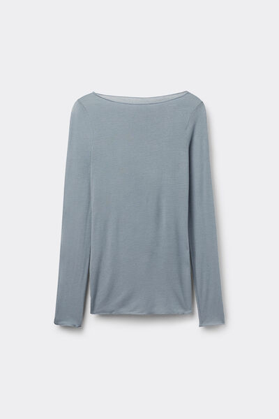 Maglia Manica Lunga in Modal con Cashmere e Scollo a Barchetta