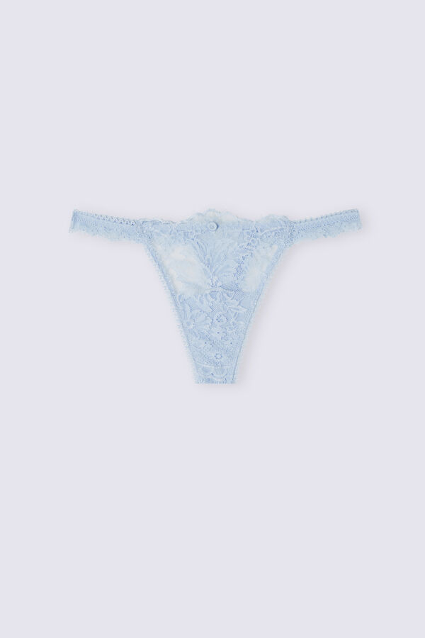 Ladies lace baby blue cotton everyday thongs t string knickers underwear  size 10