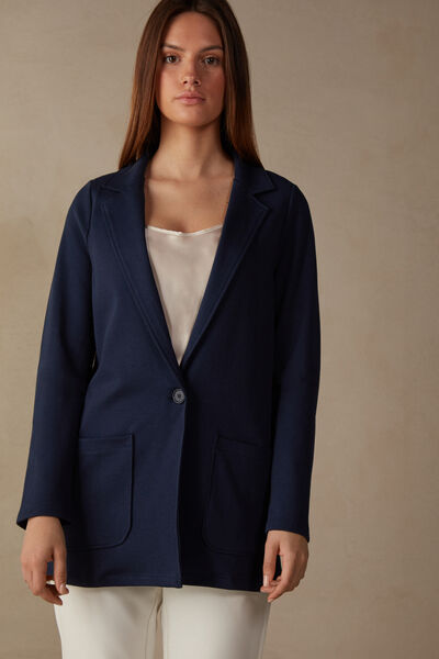 Jacke aus Baumwoll-Interlock mit Knopfverschluss
