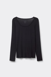 Long Sleeve Scoop Neck Top in Ultralight Modal with Cashmere