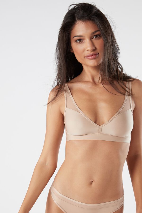 Ultra-Lightweight Microfiber and Tulle Triangle Bra