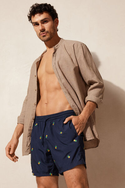 Costume Boxer Mare Ricamo Ananas