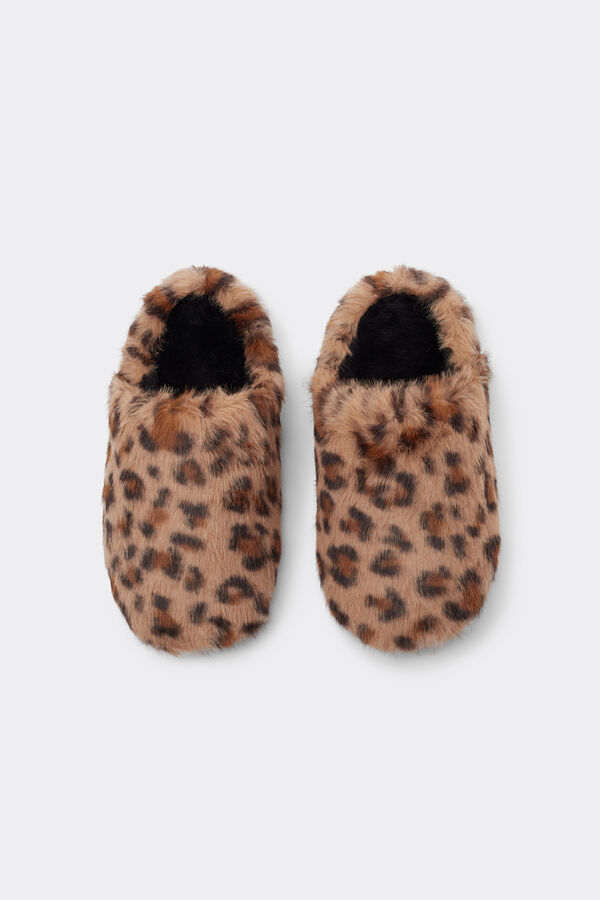 Pantuflas Efecto Peluche con Estampado Animal