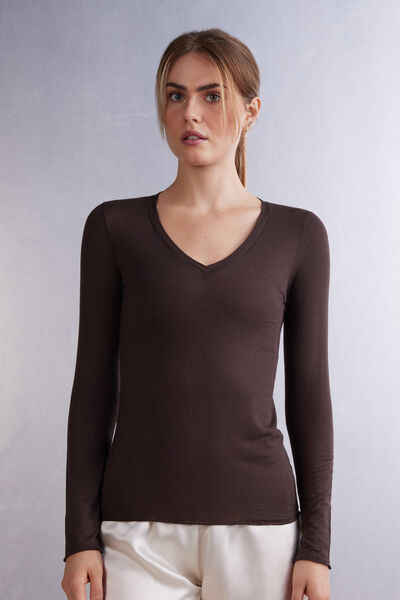 Maglia Scollo a V in Modal Ultralight con Cashmere