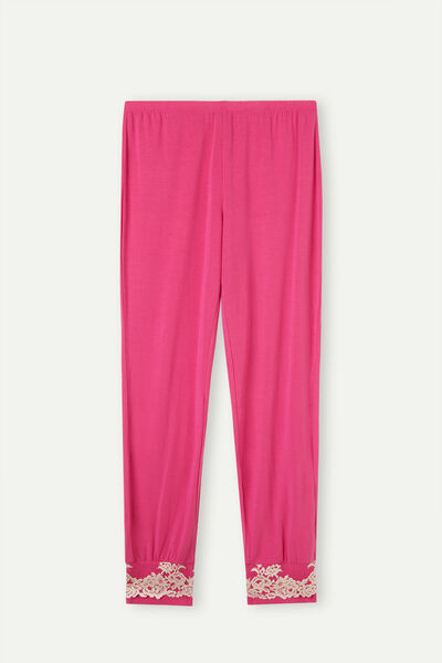 Pretty Flowers Full-Length Modal Trousers with Cuffs