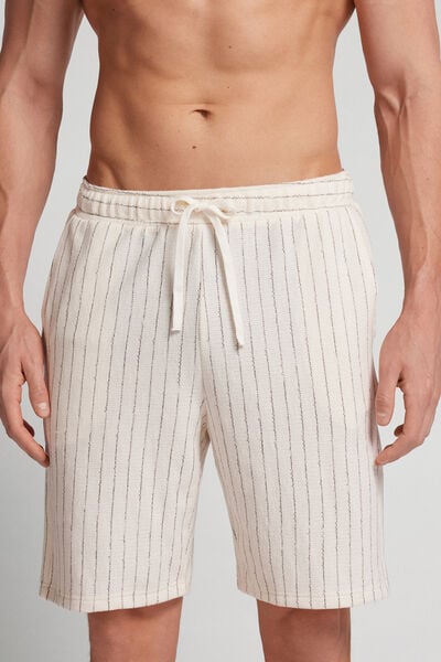 Pantalone Corto in Felpa a Righe Verticali