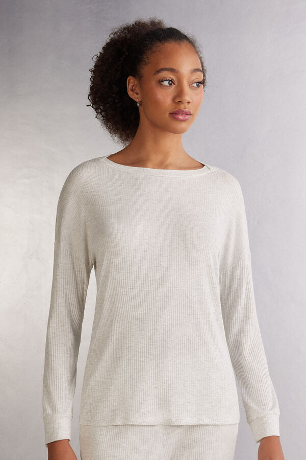 Chic Comfort Long-Sleeved Boat-Neck Modal Top