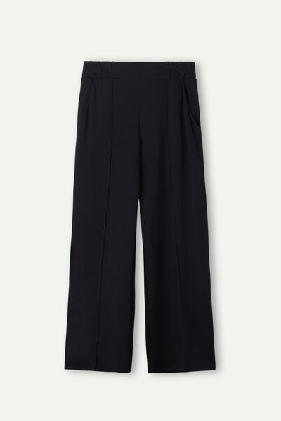 Pantalon palazzo en molleton de modal avec cachemire