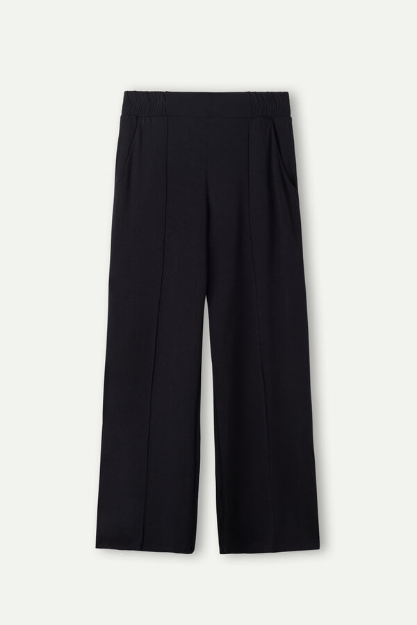 Pantalon palazzo en molleton de modal avec cachemire